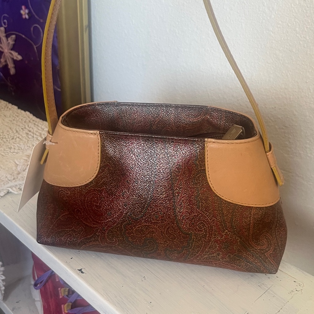 Etro Milano BB mini paisley coated canvas and veschetta leather